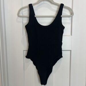 Lizette Collection Women's Black Sleeveless Scoop Neck Ribbed Bodysuit Size XL